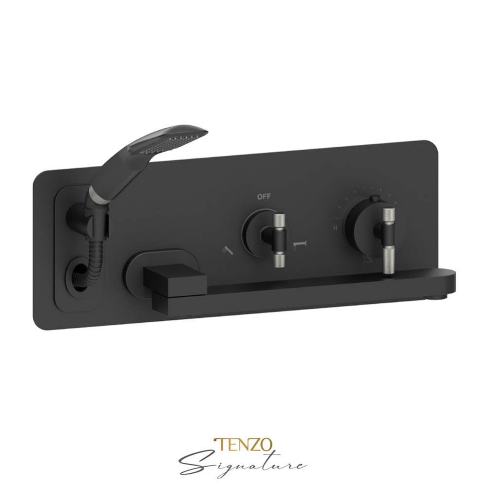 Wall mount tub faucet with swivel spout Bellacio-F matte black/brushed nickel