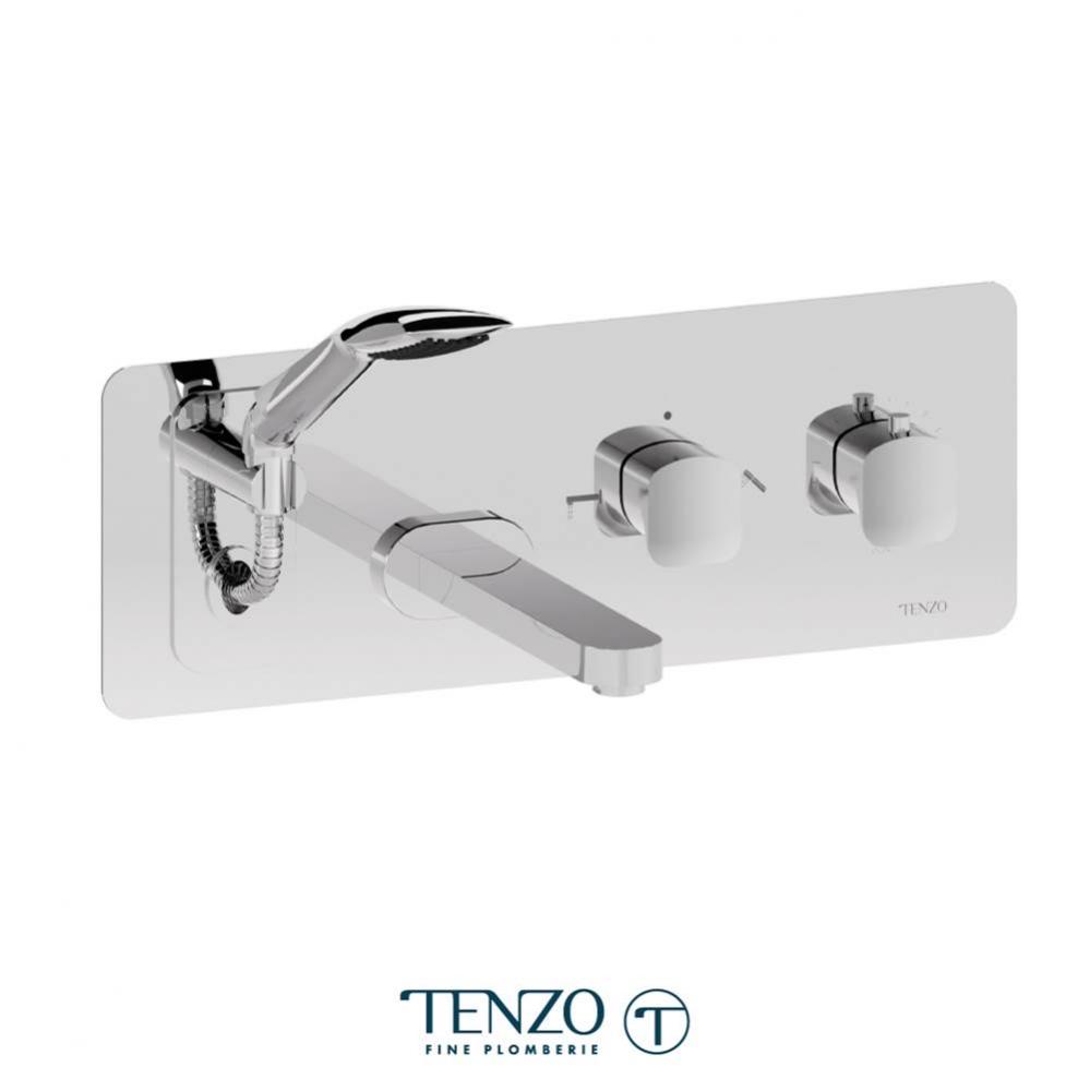 Wall mount tub faucet with retractable hose Delano chrome