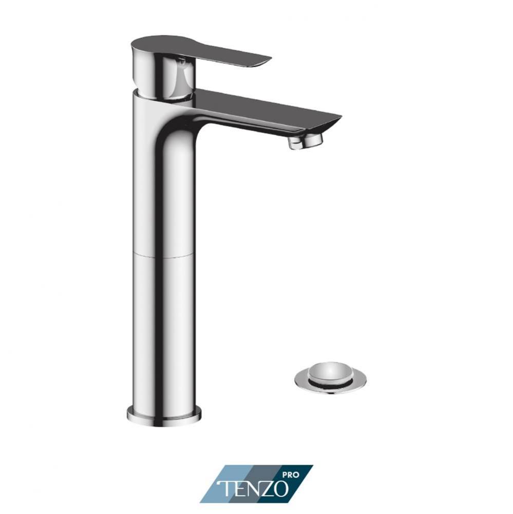 Galia single hole tall lavatory faucet chrome with (overflow) drain