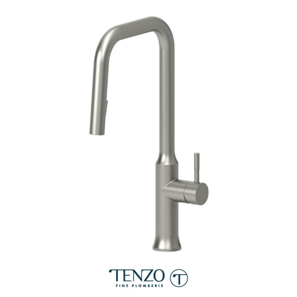 Single-handle kitchen faucet Regia with pull-down & 2-Function hand shower brushed stain. Stee