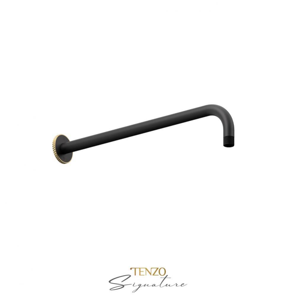 Wall mount shwr arm Bellacio-C matte black/ brushed gold