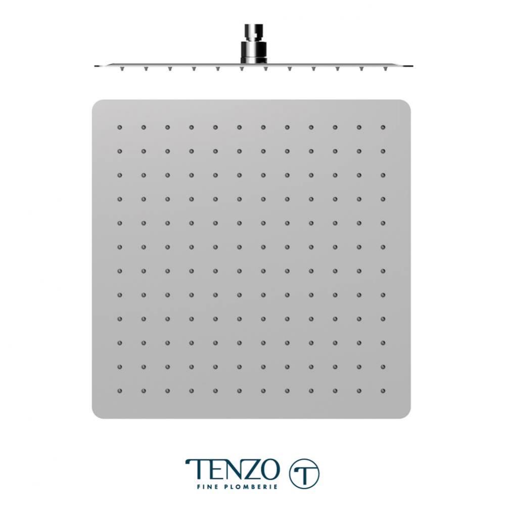 Shwr head square  with round corners 40x40cm (16in) stainless steel 2mm chrome