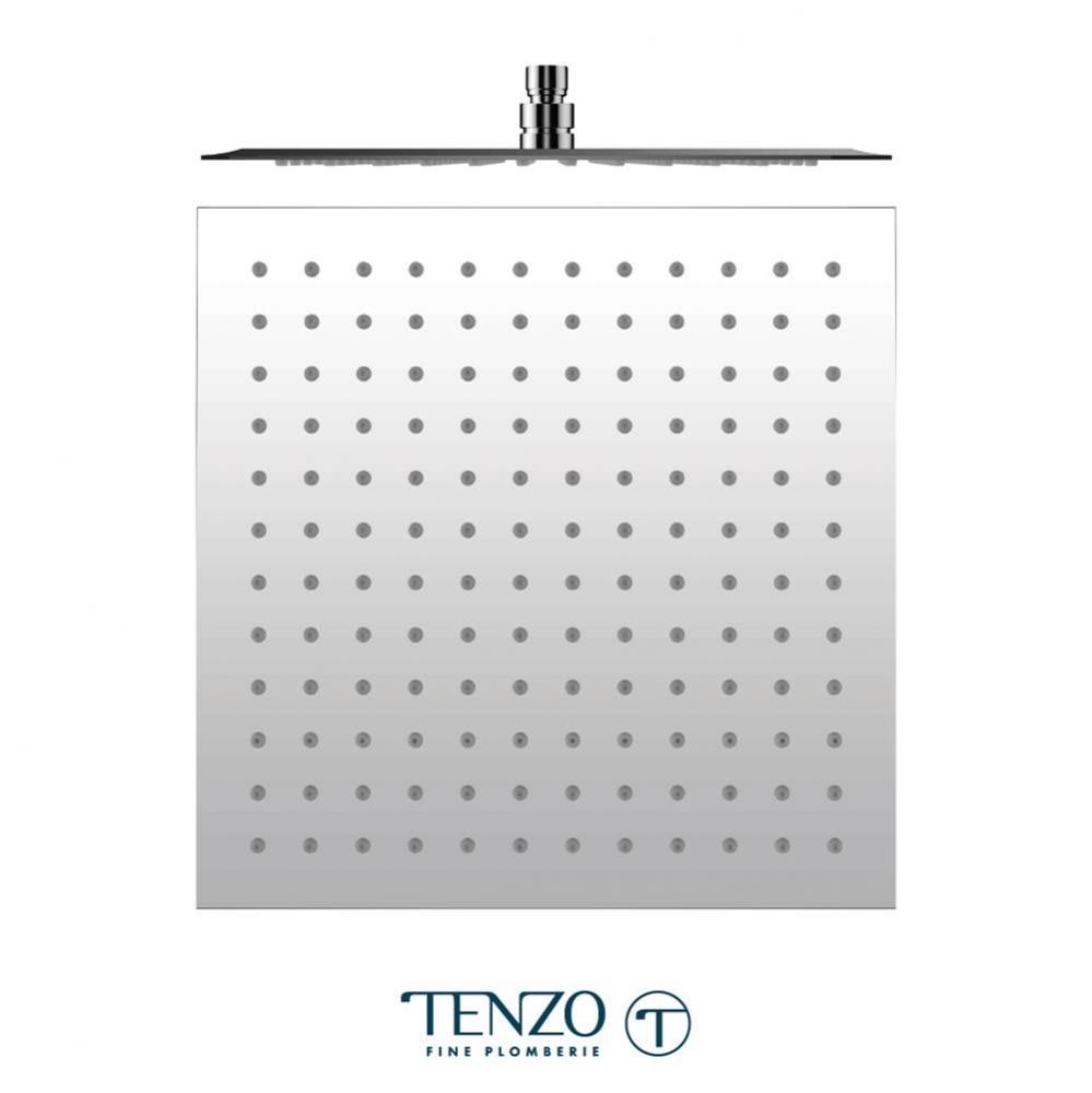 Shwr head square 40x40cm (16in) stainless steel 2mm chrome