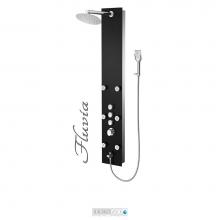 Tenzo TZG1-02-FL/S9 - Shower Col. Tempered Glass Fluvia [Sh. Head 6 Jets Hand Shwr] Thermo./Vol. Ctrl Valve #02 Finish