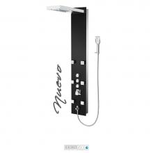 Tenzo TZG1-02-NU/3L - Shower Col. Tempered Glass Nuevo [Sh. Head Led 6 Jets Hand Shwr] Thermo./Vol. Ctrl Valve #02 Finis