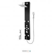 Tenzo TZG1-02-SL/S10 - Shower Col. Tempered Glass Slik [Sh. Head 6 Jets Hand Shwr] Thermo./Vol. Ctrl Valve #02 Finish