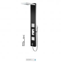 Tenzo TZG3-03-SL/3L - Shower Col. Tempered Glass Slik [Sh. Head Led 2 Jets Hand Shwr] Thermo./Div. Valve #03 Finish