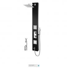 Tenzo TZG3-44-SL/S12 - Shower Col. Tempered Glass Slik [Sh. Head 2 Jets Hand Shwr] Thermo./Div. Valve #44 Finish