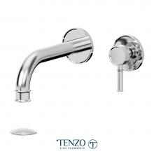 Tenzo F-ALY14-P-CR - Trim for Alyss wall mount lavatory faucet 2 finishing plates chrome with drain (overflow)