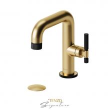 Tenzo BE10-F-W-BG-MB - Single hole lavatory faucet with (W/O overflow) drain Bellacio-F brushed gold/matte black