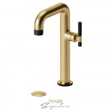 Tenzo BE10H-C-P-BG-MB - Tall single lavatory faucet with (overflow) drain Bellacio-C brushed gold/matte black