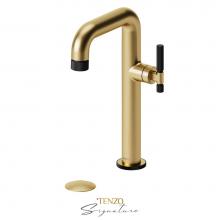 Tenzo BE10H-F-P-BG-MB - Tall single lavatory faucet with (overflow) drain Bellacio-F brushed gold/matte black