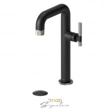 Tenzo BE10H-F-P-MB-BN - Tall single lavatory faucet with (overflow) drain Bellacio-F matte black/brushed nickel