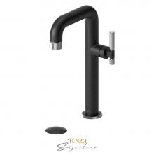 Tenzo BE10H-F-W-MB-CR - Tall single lavatory faucet with (W/O overflow) drain Bellacio-F matte black/chrome