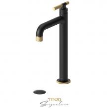 Tenzo BE11H-C-P-MB-BG - Tall single lavatory faucet with (overflow) drain Bellacio-C matte black/brushed gold