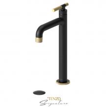 Tenzo BE11H-F-W-MB-BG - Tall single lavatory faucet with (W/O overflow) drain Bellacio-F matte black/brushed gold