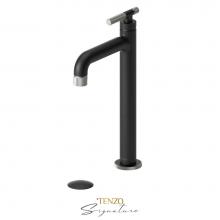 Tenzo BE11H-F-P-MB-BN - Tall single lavatory faucet with (overflow) drain Bellacio-F matte black/brushed nickel