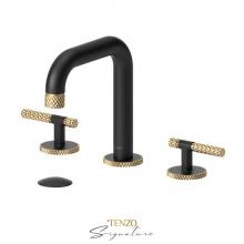 Tenzo BE13-C-P-MB-BG - 8'' lavatory faucet with (overflow) drain Bellacio-C matte black/brushed gold