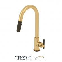 Tenzo BE130-C-BG-MB - Single-handle kitchen faucet Bellacio with pull-down & 2-Function hand shower brushed gold / m