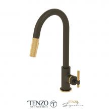 Tenzo BE130-C-MB-BG - Single-handle kitchen faucet Bellacio with pull-down & 2-Function hand shower matte black / br