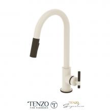 Tenzo BE130-C-MW-MB - Single-handle kitchen faucet Bellacio with pull-down & 2-Function hand shower matte white / ma