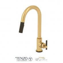 Tenzo BE130-F-BG-MB - Single-handle kitchen faucet Bellacio with pull-down & 2-Function hand shower brushed gold / m