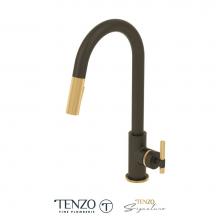 Tenzo BE130-F-MB-BG - Single-handle kitchen faucet Bellacio with pull-down & 2-Function hand shower matte black / br