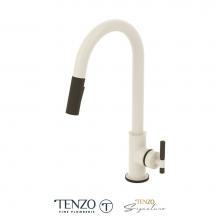 Tenzo BE130-F-MW-MB - Single-handle kitchen faucet Bellacio with pull-down & 2-Function hand shower matte white / ma