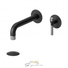 Tenzo BE14-F-W-MB-CR - Wall mount lavatory faucet with (W/O overflow) drain Bellacio-F matte black/chrome