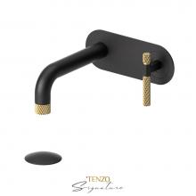 Tenzo BE15-C-P-MB-BG - Wall mount lavatory faucet with (overflow) drain Bellacio-C matte black/brushed gold