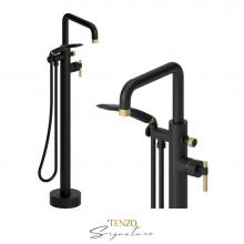 Tenzo BE52-C-MB-BG - Floor mount tub filler Bellacio-C matte black/brushed gold