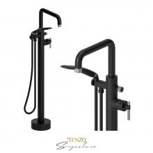 Tenzo BE52-C-MB-CR - Floor mount tub filler Bellacio-C matte black/chrome