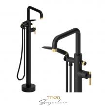 Tenzo BE52-F-MB-BG - Floor mount tub filler Bellacio-F matte black/brushed gold