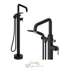 Tenzo BE52-F-MB-CR - Floor mount tub filler Bellacio-F matte black/chrome