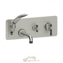 Tenzo F-BET73-F-BN-MB - Trim for wall mount tub faucet with retractable hose  Bellacio-F brushed nickel/matte black