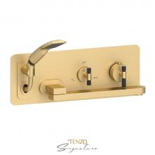 Tenzo BET74-F-BG-MB - Wall mount tub faucet with swivel spout Bellacio-F brushed gold/matte black