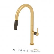 Tenzo CA130-BG-MB - Single-handle kitchen faucet Calozy with pull-down & 2-Function hand shower brushed gold / mat