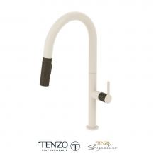 Tenzo CA130-MW-MB - Single-handle kitchen faucet Calozy with pull-down & 2-Function hand shower matte white / matt