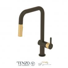 Tenzo CA131-MB-BG - Single-handle kitchen faucet Calozy with pull-down & 2-Function hand shower matte black / brus