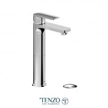 Tenzo DE12H-P-CR - Delano single hole tall lavatory faucet chrome with (overflow) drain