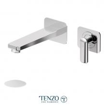 Tenzo F-DE14-W-CR - Trim for Delano wall mount lavatory faucet 2 finishing plates chrome with  W/O (overflow) drain