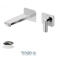 Tenzo F-DE15-P-CR - Trim for Delano wall mount lavatory faucet 2 finishing plates chrome with drain (overflow)