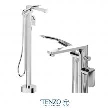 Tenzo DE52-CR - Delano floor mount 3 pcs tub filler chrome