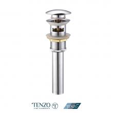 Tenzo DR-OF-01-CR - Push pop-up drain with oveflow round chrome