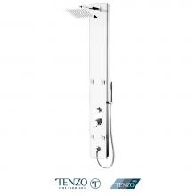 Tenzo ETZG-53-WT/R35 - Shower col. tempered glass Evolo (Sh. head 4 jets diverter spout) pres. balanced/div. white