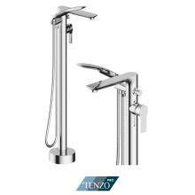 Tenzo GA52-CR - Galia floor mount 3 pcs tub filler chrome