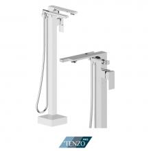 Tenzo KA52-PB-CR - Kalissa floor mount 3 pcs tub filler chrome
