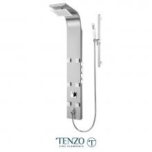 Tenzo TZST-06.1 - Shwr col. stain. steel (Sh. head waterfall 6 jets hand shwr) thermo./vol. ctrl valve brushed