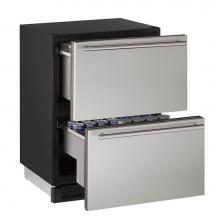 U Line U-1224DWRS-00B - Refrigerator Drawers 24'' Stainless 115v