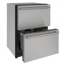 U Line U-2224DWRS-00A - Refrigerator Drawers 24'' Stainless 115v